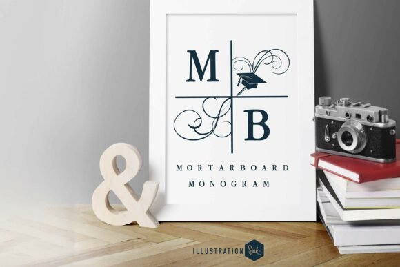 Elegant Mortarboard Monogram Family for Crafters
