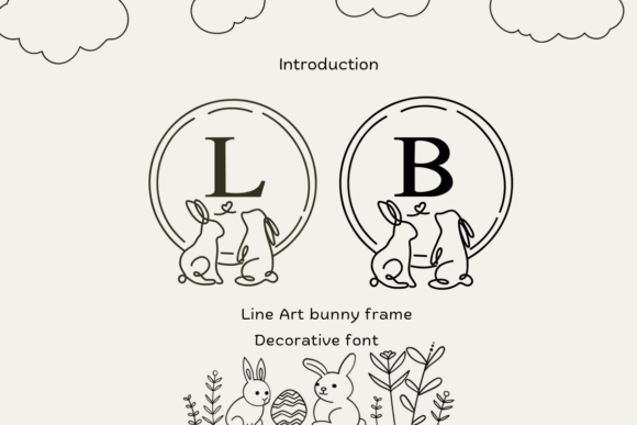 Explore Line Art Bunny Frame: A Whimsical Decorative Font