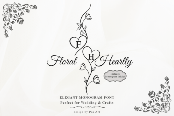 Floral Heartly Monogram Font for Elegant Web Design