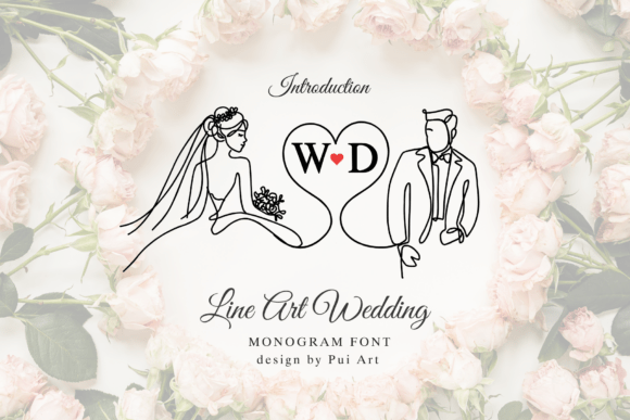 Line Art Wedding Monogram: Elegant Font Download
